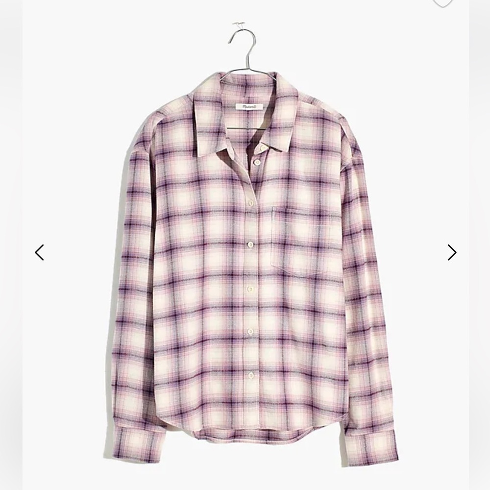 Madewell cream burgundy plaid flannel button down